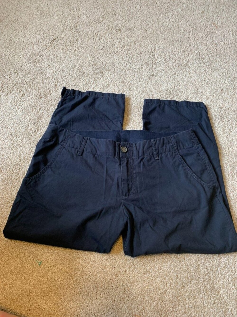 Abercrombie & Fitch Mens Navy Blue Casual Chino Shorts Moose Logo Embroidery
